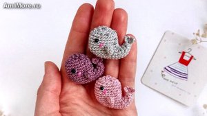 Амигуруми: схема Брошь Кит. Игрушки вязаные крючком.