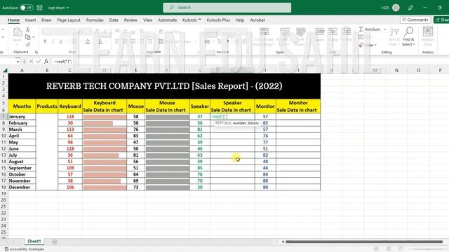Create a Cell Chart Using (REPT) - Excel