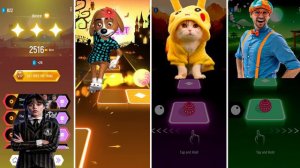 Wednesday Dance vs Cute Cat vs Dog Lady Gaga Bloody Mary vs Blippi -Tiles Hop EDM Rush