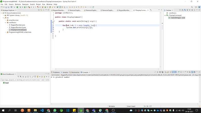 Command line argument Core Java Runtime Exception how to take user input without scanner class