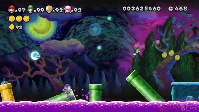 New Super Mario Bros. U Deluxe - Full Game 100% Walkthrough (4 Players)