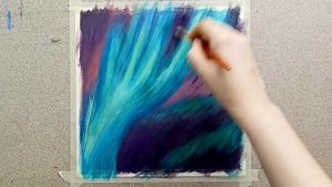 Как Нарисовать Северное сияние акриловыми красками. Полярное сияние. Рисуем ночной пейзаж лёгкий.