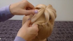 Причёски для средних, длинных волос.Причёска Пучок из волос.Ажурный пучок с плетением