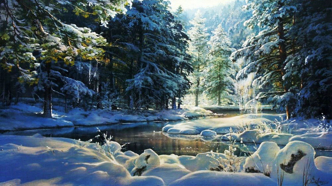 Виктор Юшкевич художник зимний лес