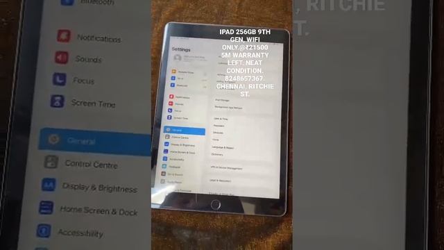 IPAD 256GB 9TH GEN, WIFI ONLY.@₹21500 WARRANTY LEFT. NEAT CONDITION.848657367.CHENNAI, RITCHIE ST.