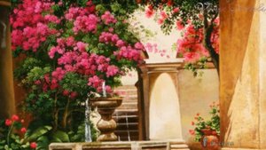 На цветущих улицах*  Художник Victor Arriola
