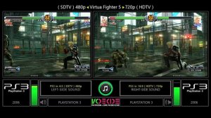 4:3 vs 16:9 - Virtua Fighter 5 (PlayStation 3 vs PS3) Side by Side Comparison - Dual Longplay