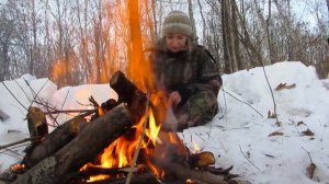 ЛЕС ЗИМА КОСТЕР FOREST WINTER Bonfire in the forest