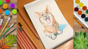 Рисуем очень милого корги. Ч2. Рисунок карандашами