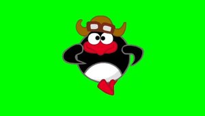 Футаж/ Пин из Смешариков бежит/на зелёном фоне/ хромакей