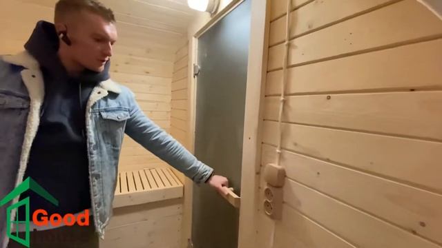Обзор на баню бочки 6 метров выносом топки на улицу