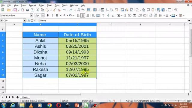 How to Sort by Date in Libreoffice calc | Date wise sorting in Libreoffice calc