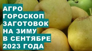 Агрогороскоп заготовок на зиму в сентябре 2023 Agrohoroscope of blanks for the winter in September