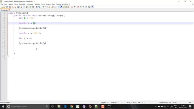 Type Casting In Java With Example-Java tutorials for absolute beginners #8