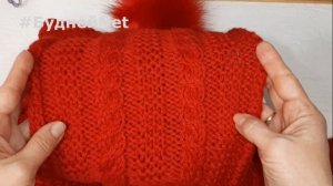 Ура!!! Новый комплект спицами готов.  Шапка, шарф и варежки. Видео обзор