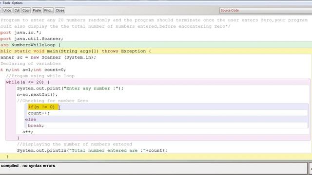 TOTAL NUMBERS ENTERED BEFORE ENTERING ZERO WHILE LOOP||JAVA CLASS by ASHISH смотреть онлайн