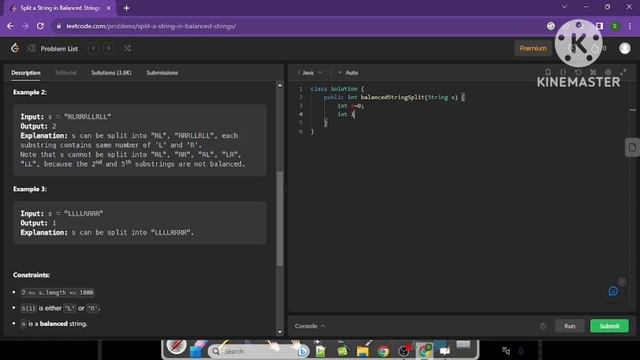 leetcode 1221 Split a String in Balanced Strings #coding #programming #python #leetcode #java #css