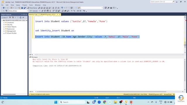 Identity Key in SQL Server | Part -16