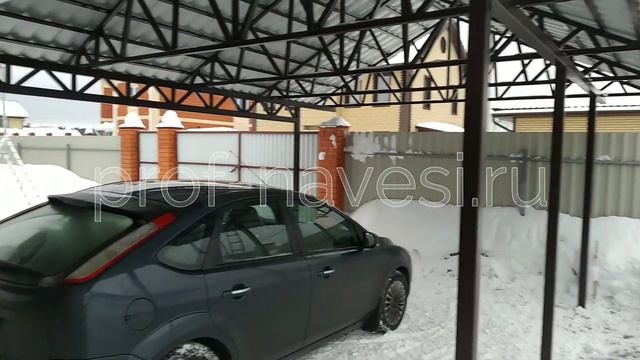 Навес из металлочерепицы с боковым въездом ширина 5 м длина 7,7 м