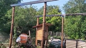 Деревянный навес - устанавливаю поперечены