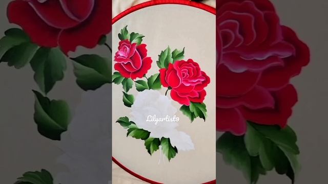 Red Rose painting on fabric @LilyartistFabricworks смотреть онлайн