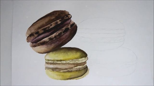 Акварель для начинающих. Рисуем иллюстрацию для стока: макаруны / watercolor sketch of macaroon смотреть онлайн