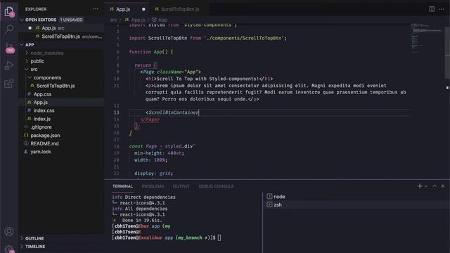 Scroll Top Widget for React | Web Development Tutorials | Beginners