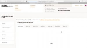 Подключение номера 8800 за 5 минут на сайте zebratelecom.ru