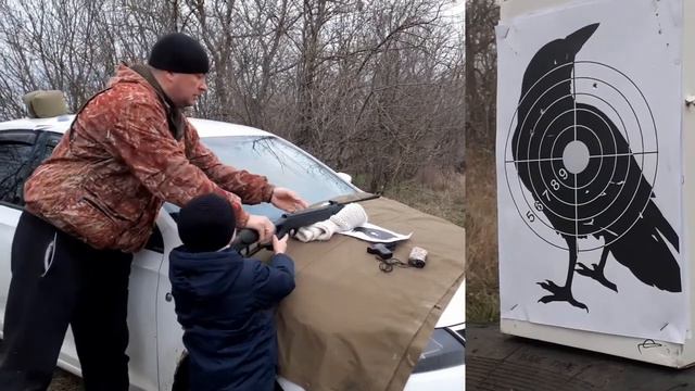 Пневматическая винтовка Hatsan Striker Edge. Сын и бумажная ворона