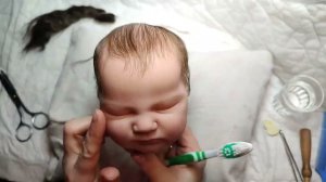 Процесс прошивки волос у малышки реборн Куинлин Ускоренное видео (40 минут работы)