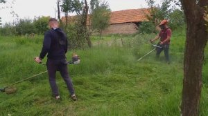Stihl fs 560 c-em & Husqvarna 135 r cutting with 3 mm line