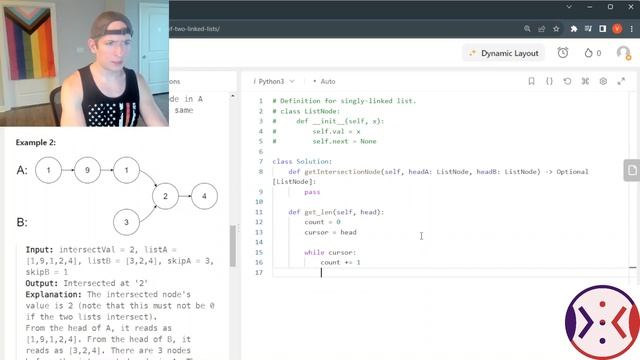 Yukaria Code: Solving Leetcode 160 - Intersection of Two Linked Lists (Python) смотреть онлайн