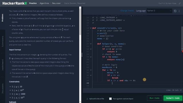 211 - Stone Division, Revisited | Recursion | Hackerrank Solution | Python