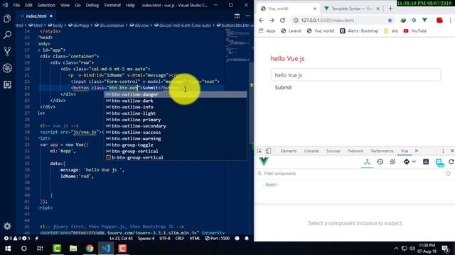 Vue js bangla tutorial | Vue Js Template Syntax, Vue js Attributes, v bind Part-05