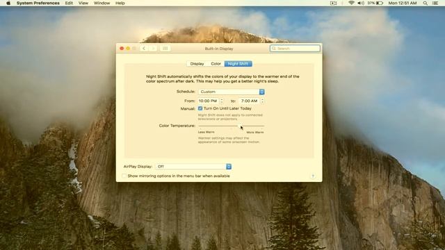 ENABLE NIGHT SHIFT IN MAC OS SIERRA 