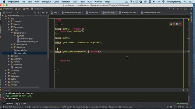 register a  middleware in laravel 5.7 part 2 ||  middleware in laravel || laravel master