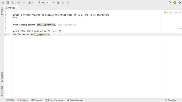 Write a Python Program to Display The ASCII Code of (A-Z) And (a-z) Characters