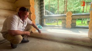 Установка чистовой обсадной коробки в дом из круглого бревна | DIVA-Group