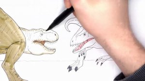 Drawing and Coloring T-Rex VS Indominus Rex - How to Draw Dinosaurs for Kids