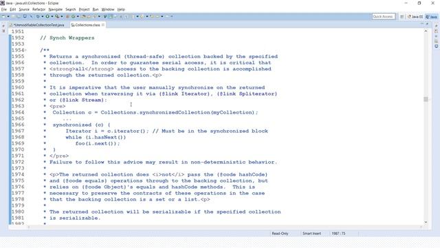 Is it safe to iterate over collection returned by Collections.synchronizedCollection() method? смотреть онлайн