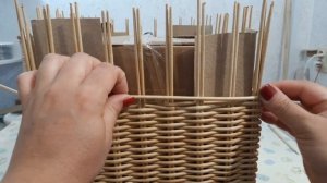 Подробный МК короба с деревянными ручками из бумажной лозы.Часть4.Укороченные ряды.
