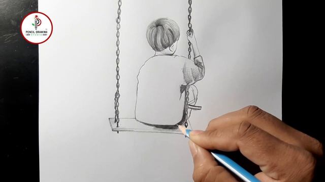 How to draw a baby boy sitting gether on a swing for beginners || pencil drawing || Step by step смотреть онлайн