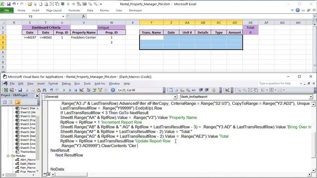 Learn How To Create This Excel One-Click Dashboard From Scratch [Property Manager Pt. 4 + Download]