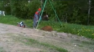 ДИНРУС ямобур, работа с треногой