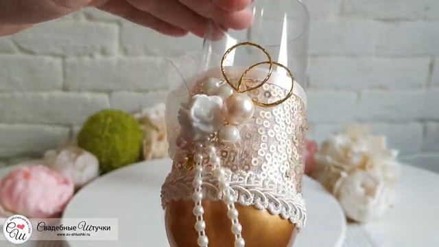 Cвадебные бокалы ручной работы "Античное золото" (2 шт) (золотой)