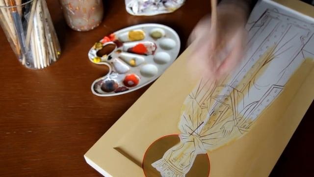 Процесс написания иконописного образа в мастерской 
