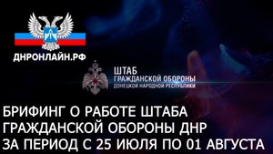 Брифинг о работе Штаба гражданской обороны ДНР за период с 25 июля по 01 августа