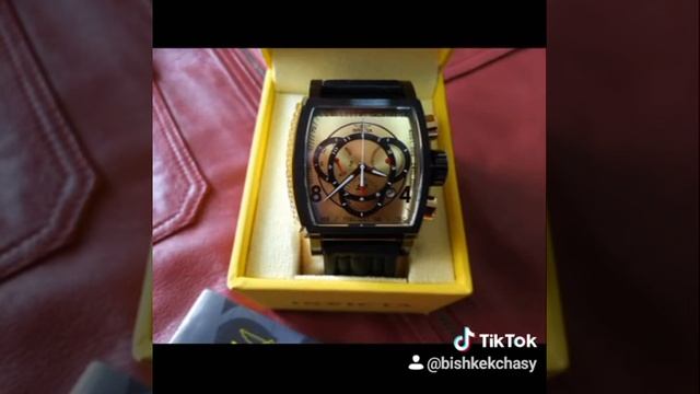 Мужские часы хронограф. Бренд INVICTA цвет чёрный-золото-чёрный 220$ Ватсап +996702993777