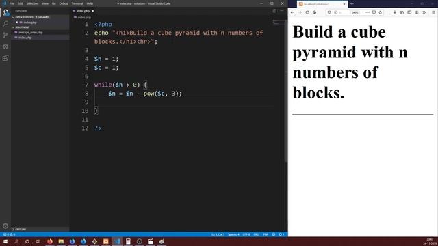PHP Questions | Build a cube pyramid