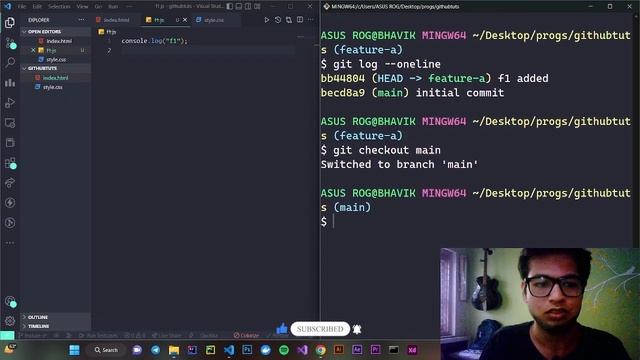 Git & GitHub Tutorial for Beginners #7 - Merging Branches | Git branch| how to use git branch